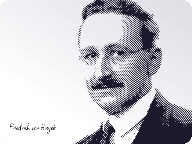 Hayek's portrait with a signature